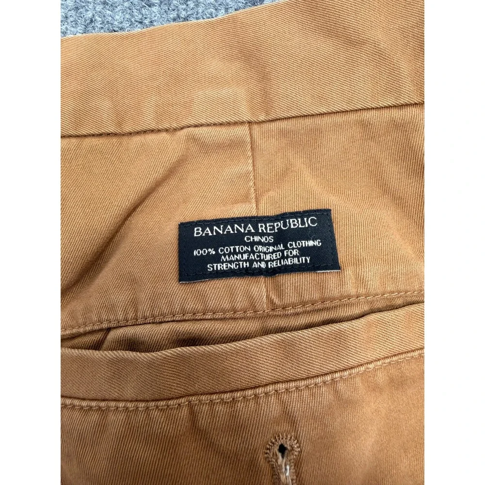 Banana Republic Aiden Chino Pants Mens 33x30 Brown Cotton Slim Flat Front